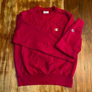 Men’s Champion Red Reverse Weave Crewneck